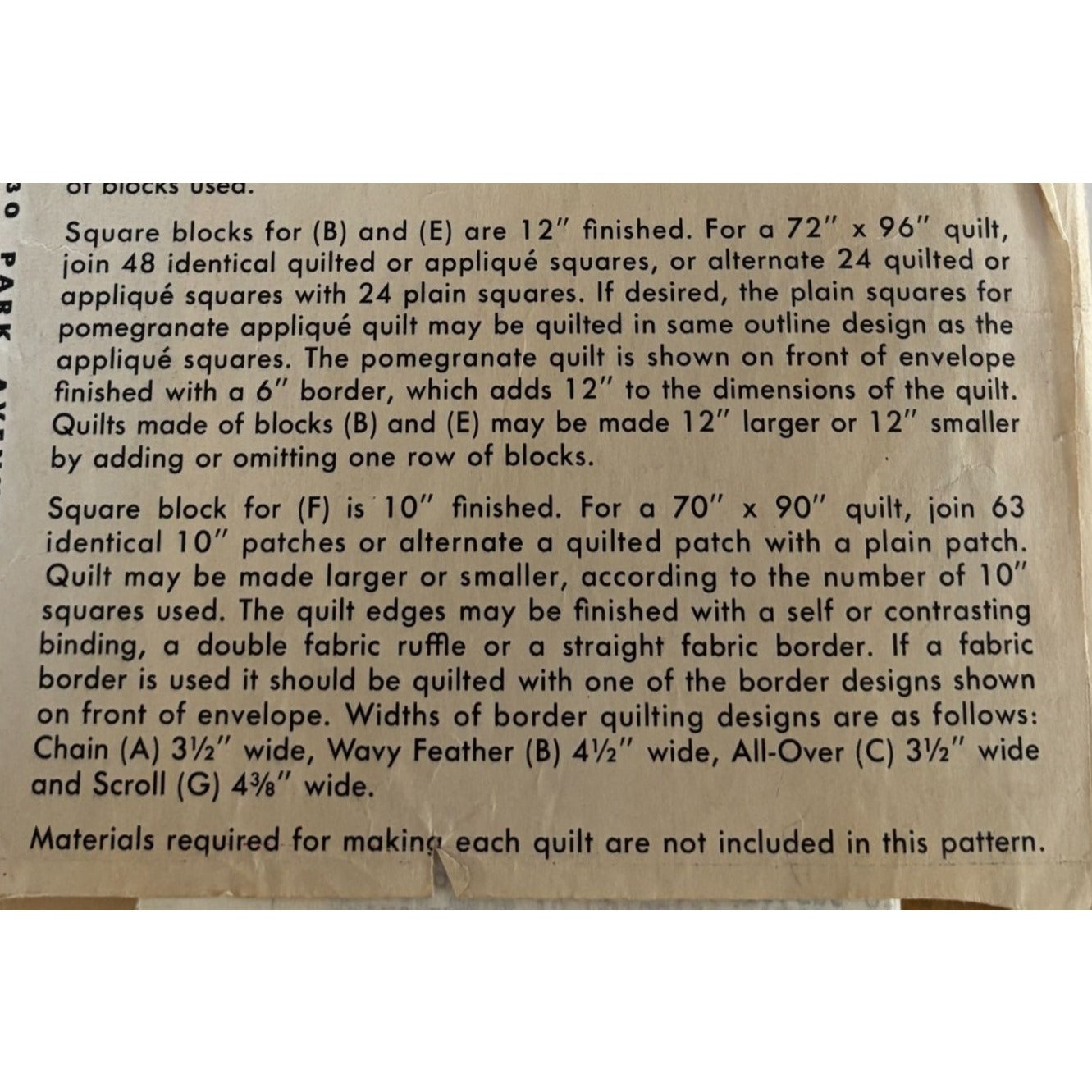 McCalls 2330 Quilt Blocks Pattern Patchwork Applique Motifs Borders 50s 1959 Mid Century Sewing