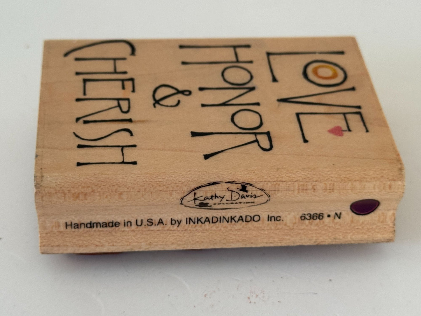 Inkadinkado Rubber Stamp Love Honor Cherish Wedding Anniversary Card Making Word