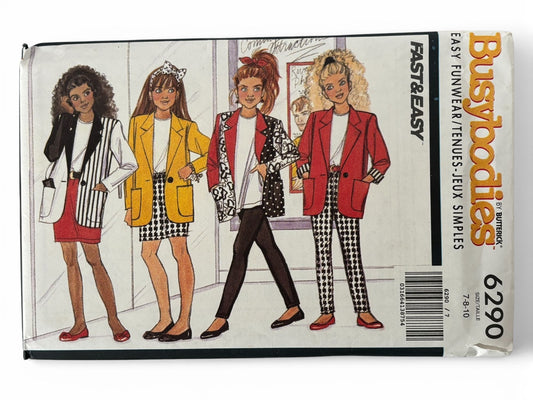 Butterick Sewing Pattern 6290 Oversized Blazer Pants 90s Retro Girls 7 8 10 UC