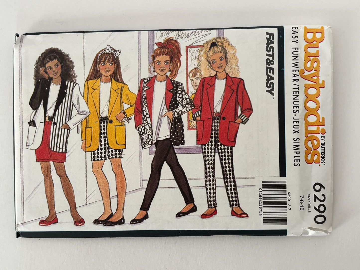Butterick Sewing Pattern 6290 Oversized Blazer Pants 90s Retro Girls 7 8 10 UC