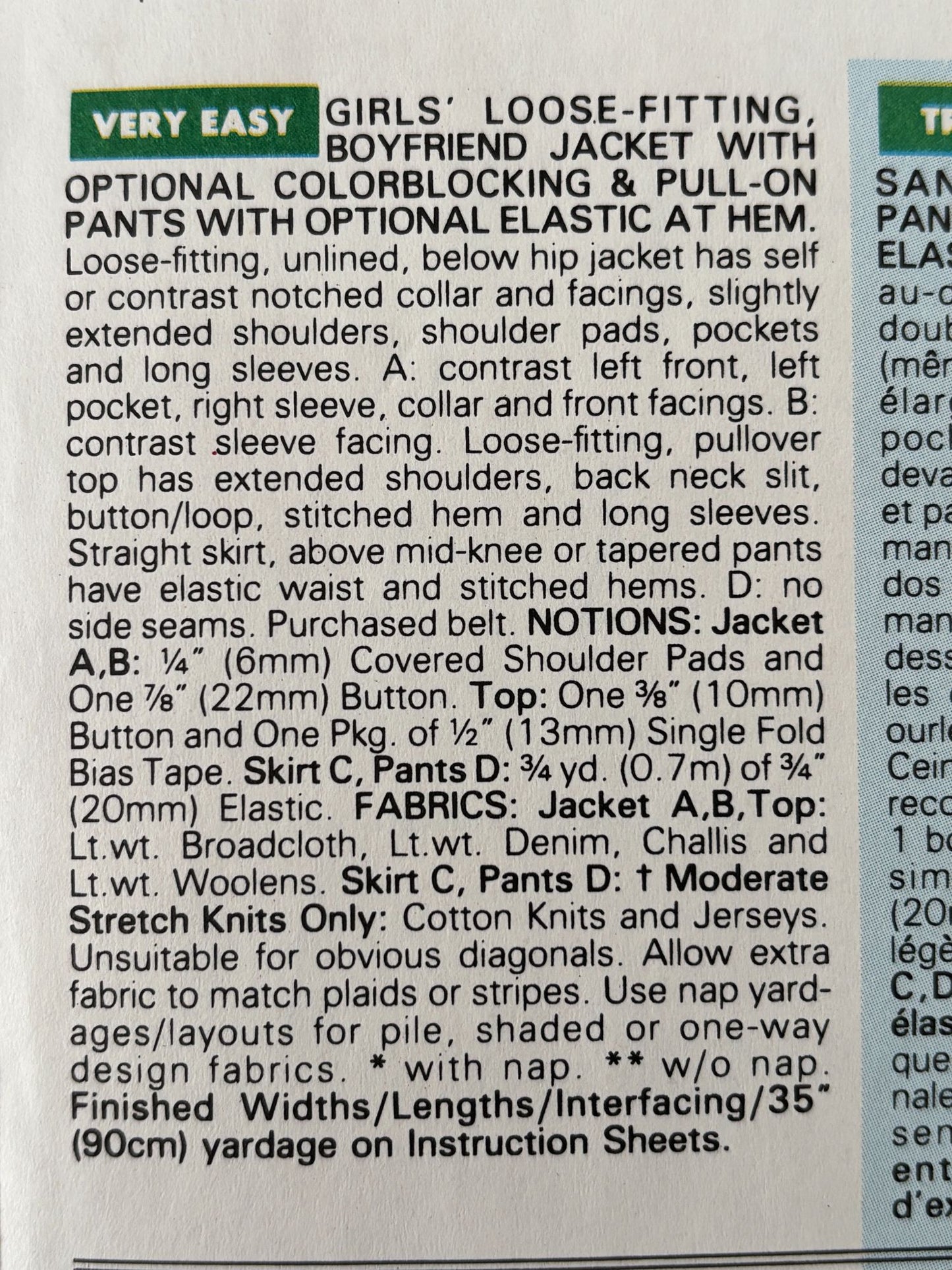 Butterick Sewing Pattern 6290 Oversized Blazer Pants 90s Retro Girls 7 8 10 UC