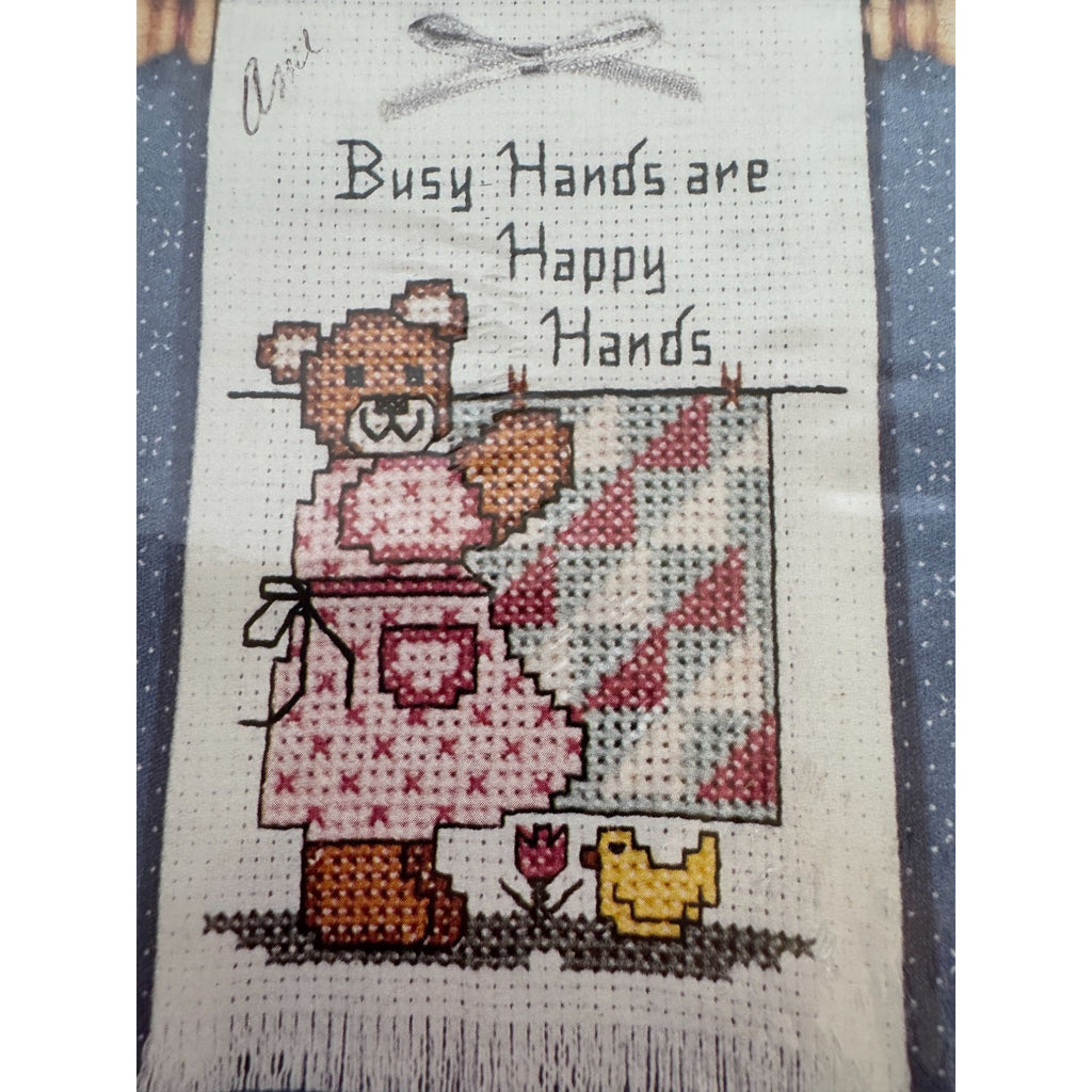 The New Berlin Counted Cross Stitch Kit Busy Hands Are Happy Hands Bear Duck