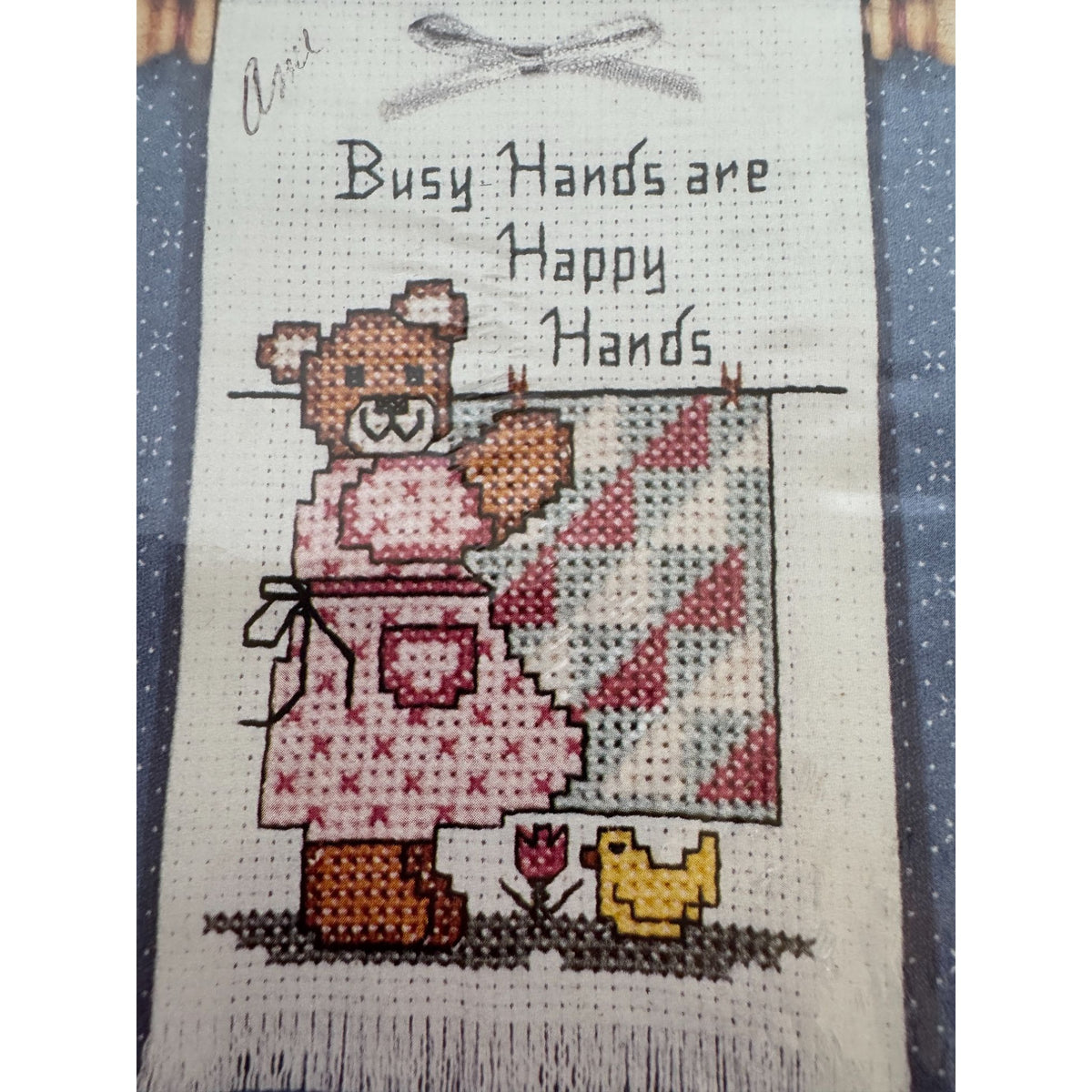 The New Berlin Counted Cross Stitch Kit Busy Hands Are Happy Hands Bear Duck