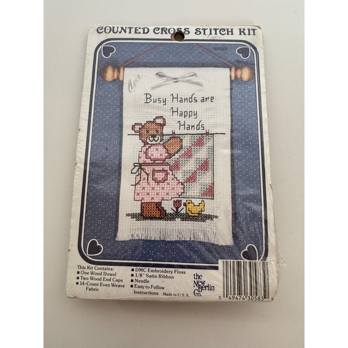 The New Berlin Counted Cross Stitch Kit Busy Hands Are Happy Hands Bear Duck