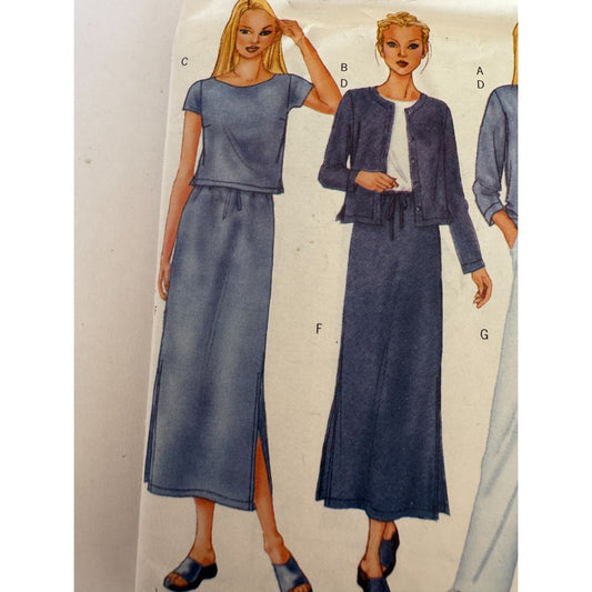 Y2K Minimalist Sewing Pattern Butterick 6474 Capsule Wardrobe Jacket Dress Skirt Pants Size 18-22 Uncut