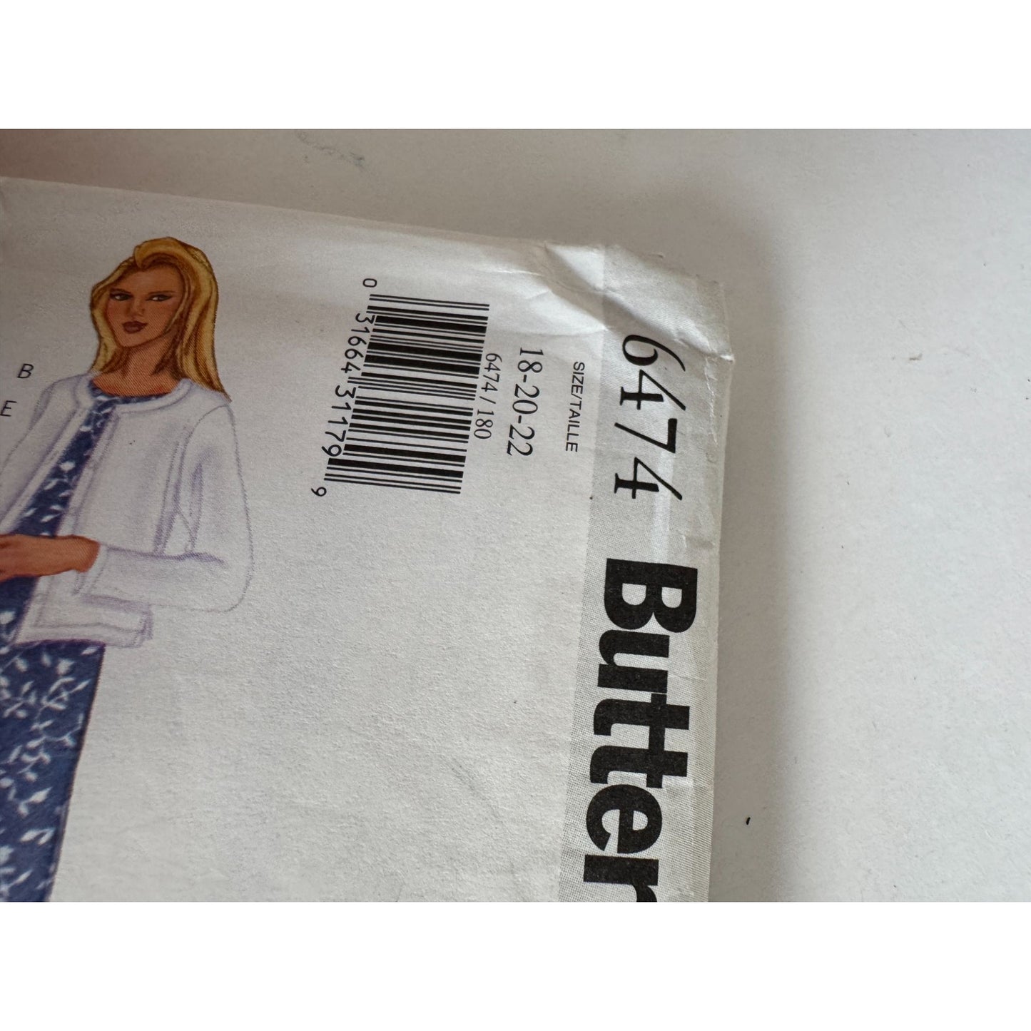 Y2K Minimalist Sewing Pattern Butterick 6474 Capsule Wardrobe Jacket Dress Skirt Pants Size 18-22 Uncut