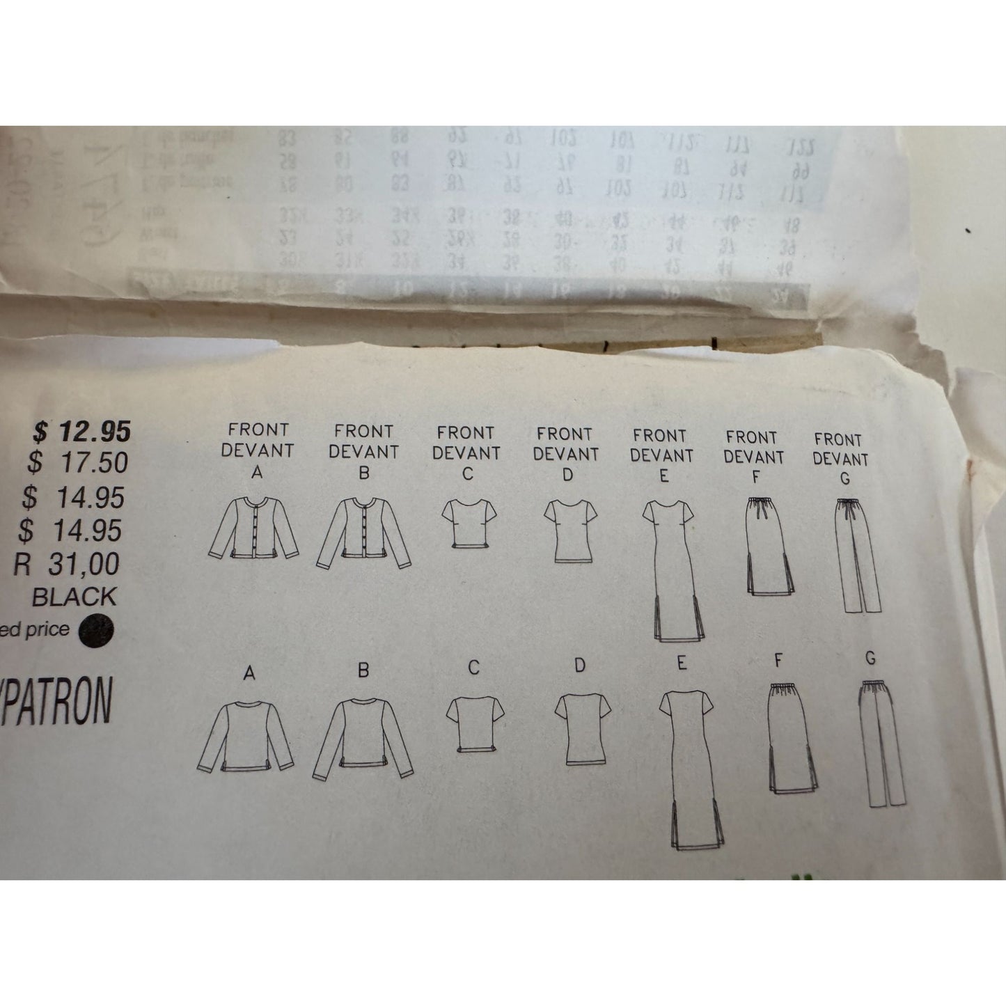 Y2K Minimalist Sewing Pattern Butterick 6474 Capsule Wardrobe Jacket Dress Skirt Pants Size 18-22 Uncut