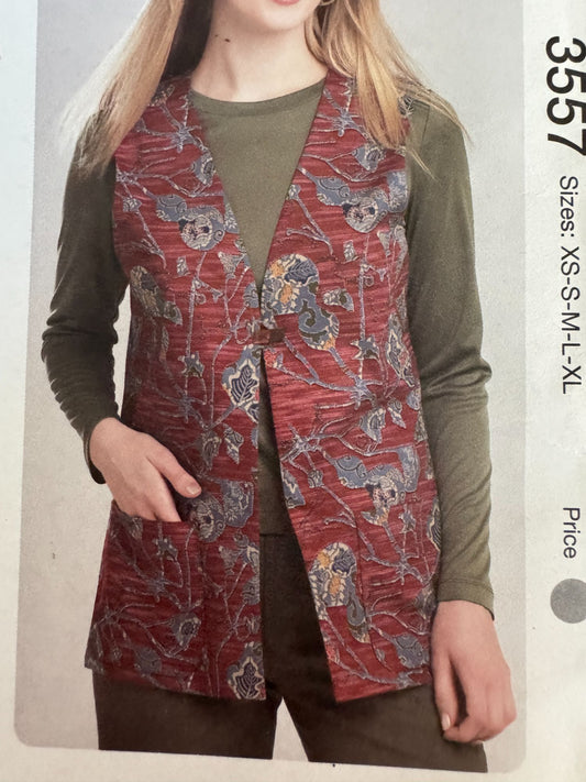 Kwik Sew Sewing Pattern 3557 Reversible Vests XS-XL V-Neck Patch Pockets Casual