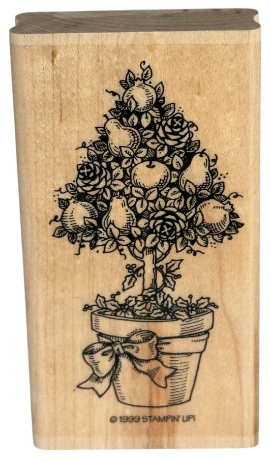 Stampin Up Rubber Stamp Pear Tree Topiary Christmas Card Making Holidays Craft
