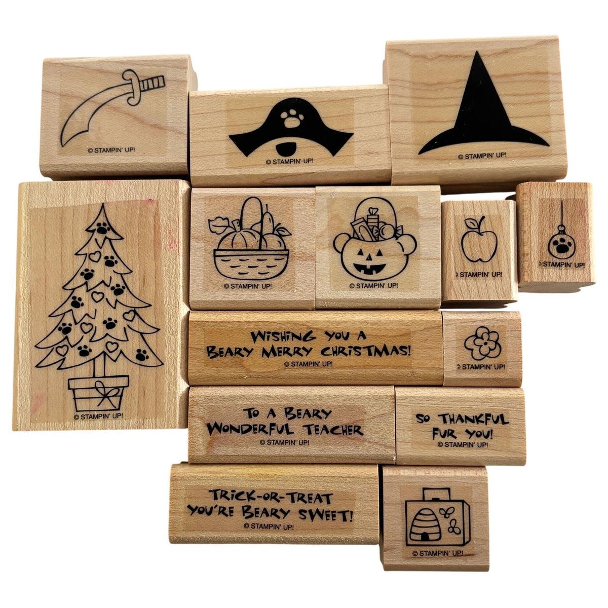 Stampin Up Rubber Stamps Season of Hugs Build A Bear Halloween Christmas Pirate Set