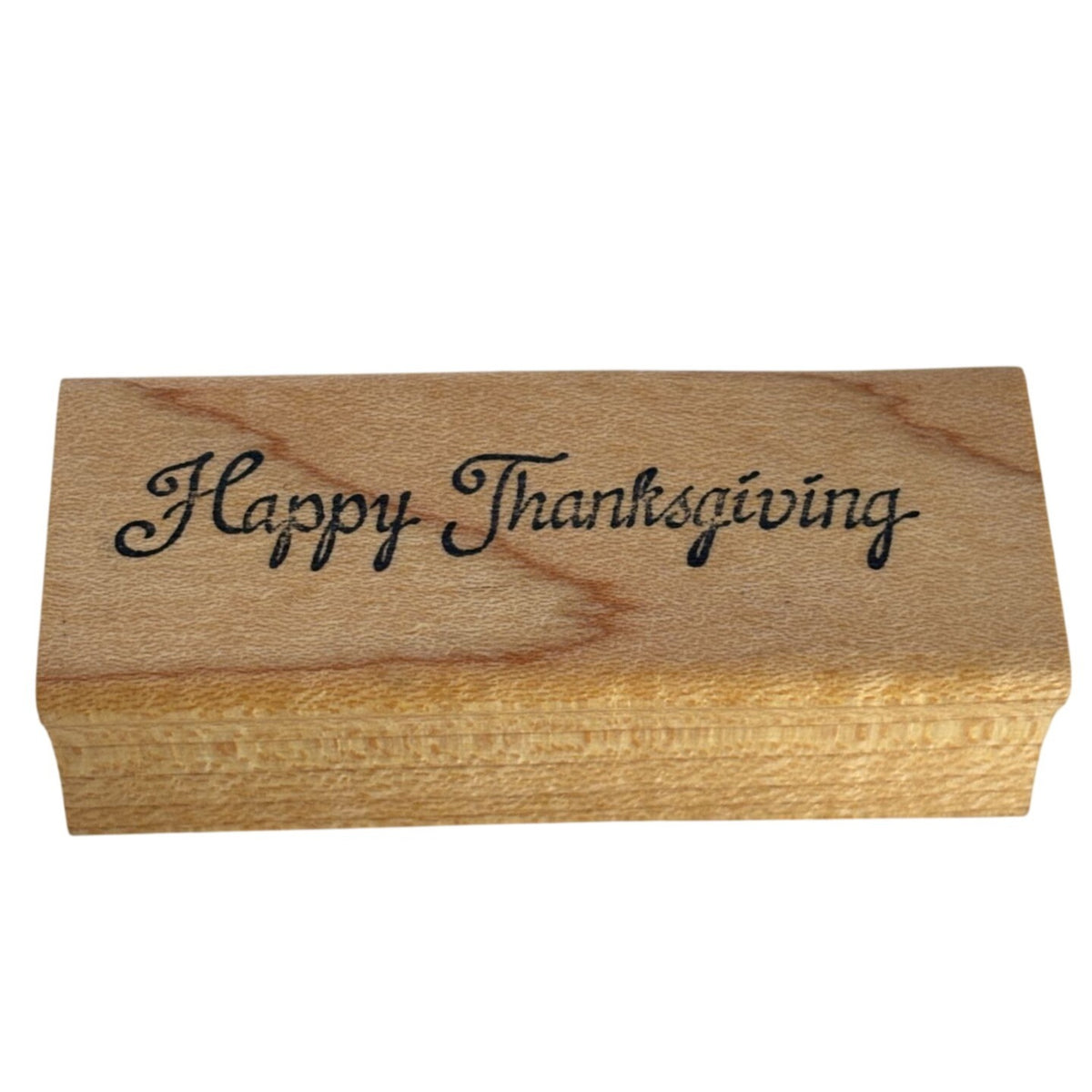 Double D Rubber Stamp Happy Thanksgiving Sentiment Fall Cursive Word Cardmaking Wooden Autumn