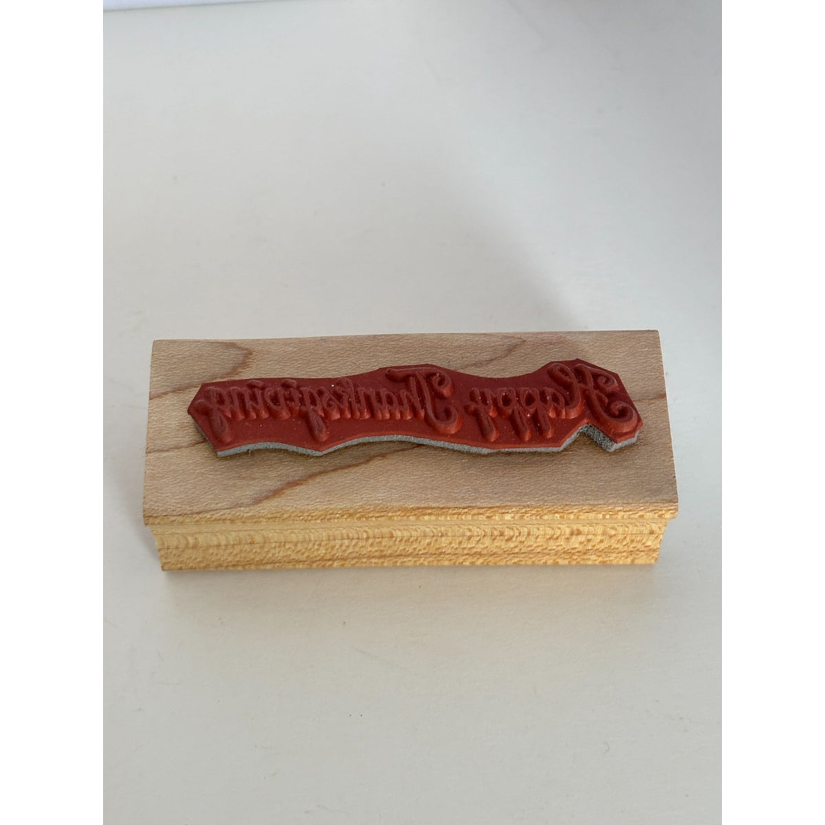 Double D Rubber Stamp Happy Thanksgiving Sentiment Fall Cursive Word Cardmaking Wooden Autumn