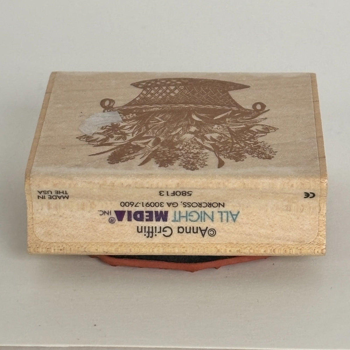 Anna Griffin Rubber Stamp Flower Basket Mothers Day Card Making All Night Media Craft