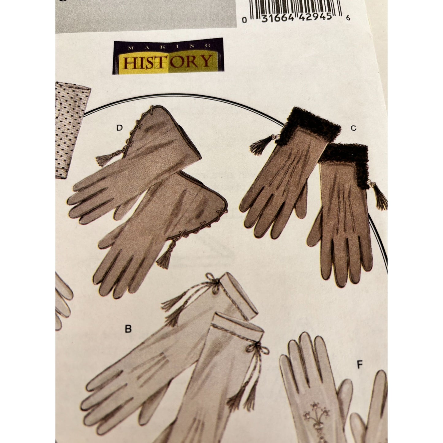 Butterick B5370 Historical Gloves Sewing Pattern Victorian Costume Reenactment