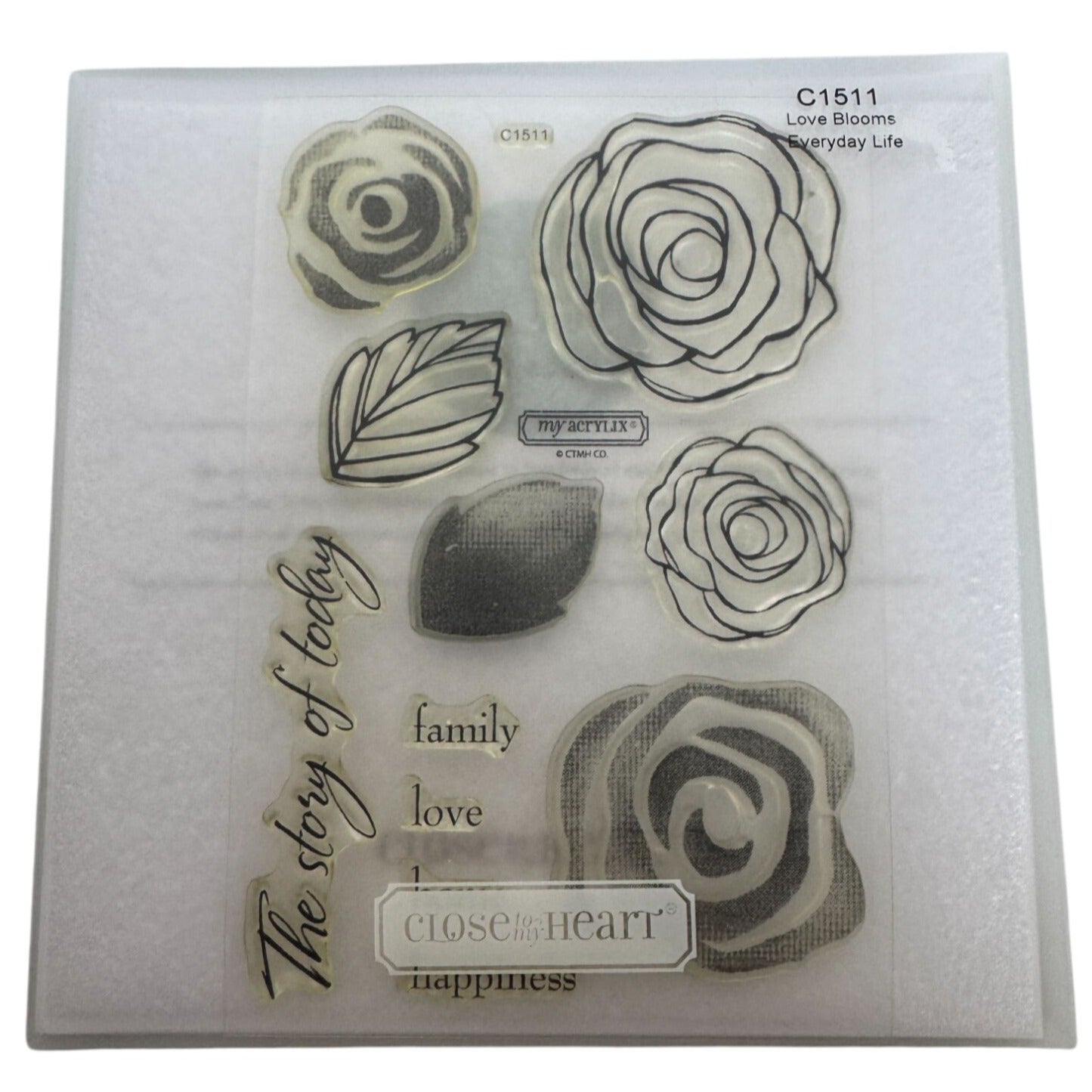 CTMH My Acrylix Acrylic Stamp Set Love Blooms Rose Flowers Family Love Happiness