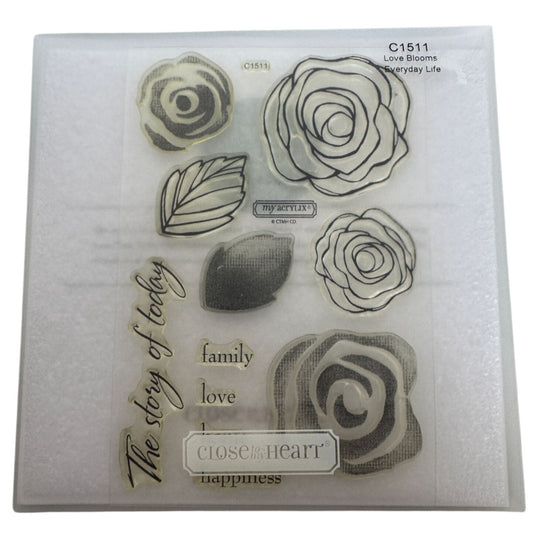 CTMH My Acrylix Acrylic Stamp Set Love Blooms Rose Flowers Family Love Happiness