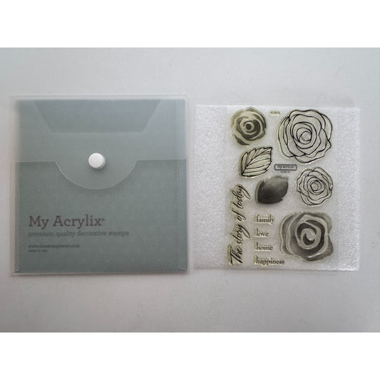 CTMH My Acrylix Acrylic Stamp Set Love Blooms Rose Flowers Family Love Happiness