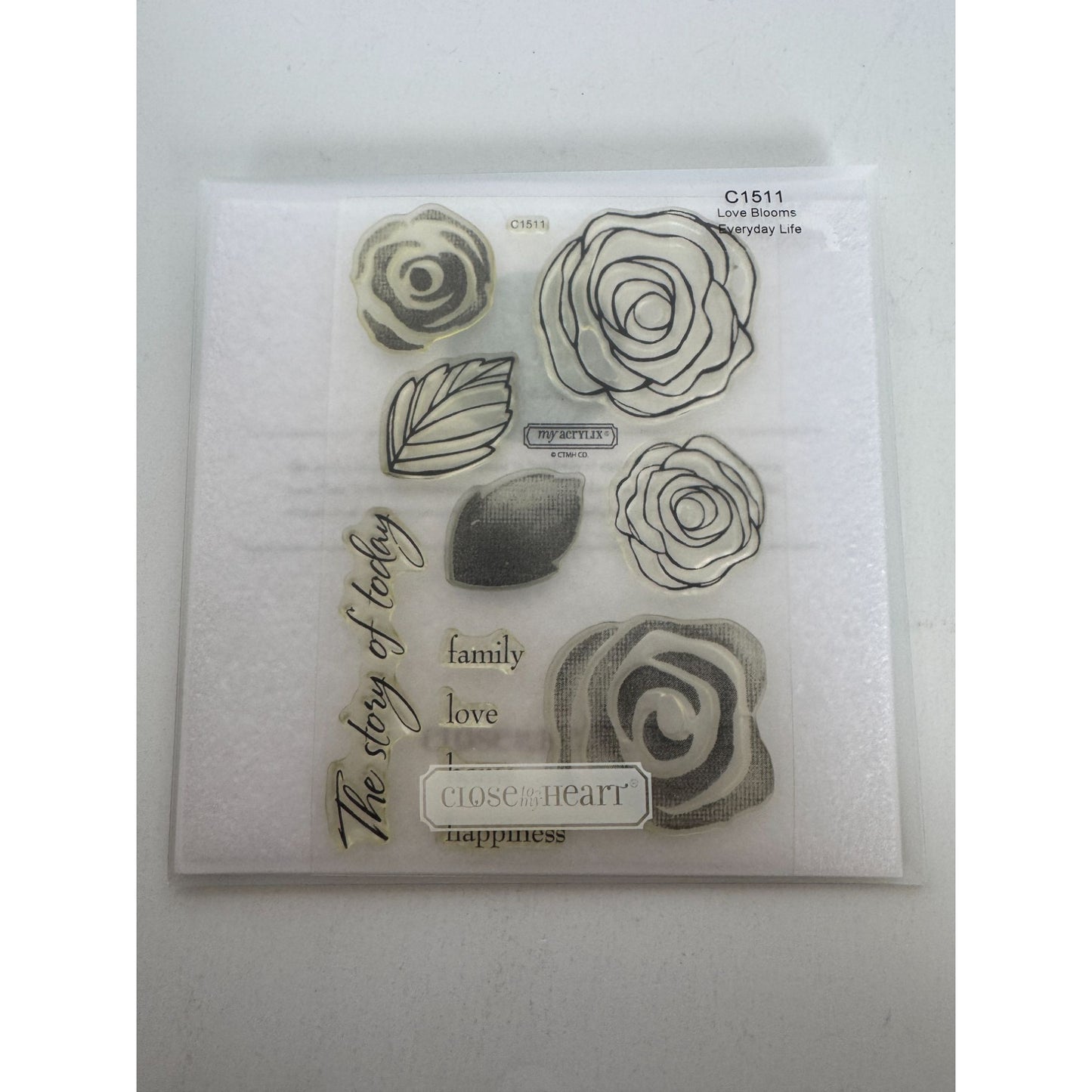 CTMH My Acrylix Acrylic Stamp Set Love Blooms Rose Flowers Family Love Happiness