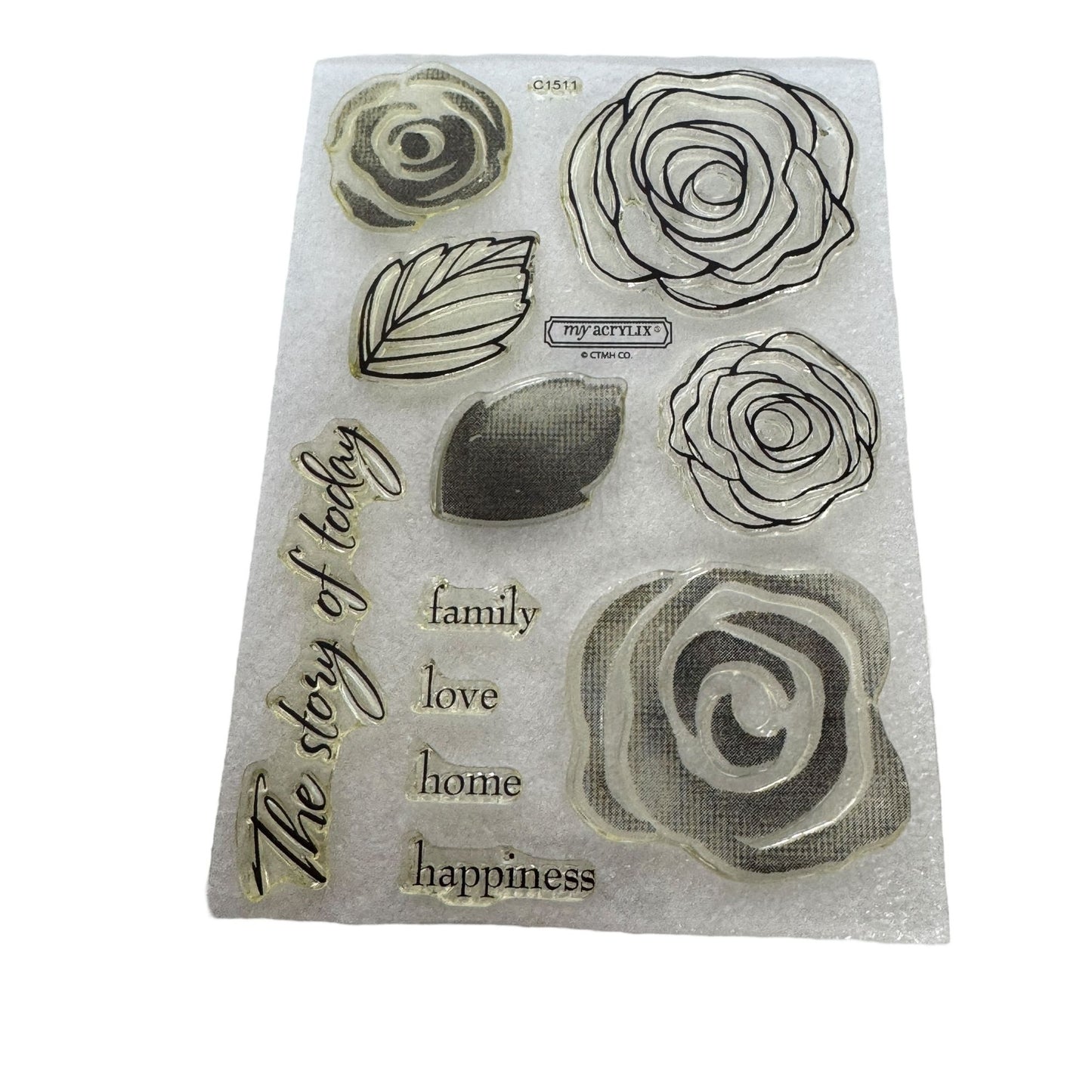 CTMH My Acrylix Acrylic Stamp Set Love Blooms Rose Flowers Family Love Happiness