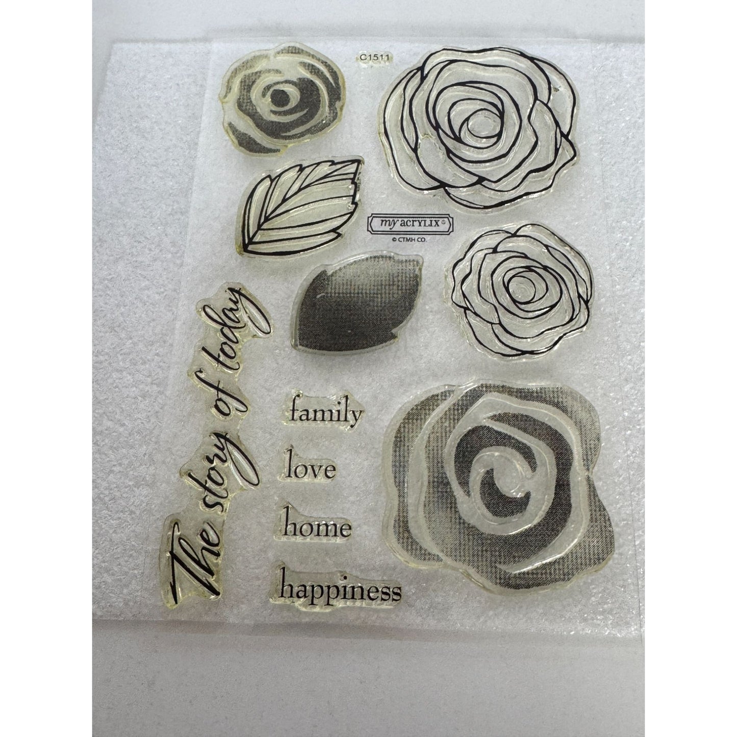 CTMH My Acrylix Acrylic Stamp Set Love Blooms Rose Flowers Family Love Happiness