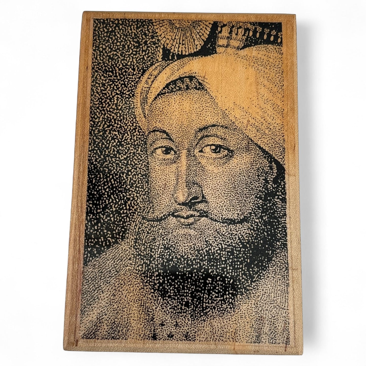 Postmodern Design Rubber Stamp The Sultan Portrait Mixed Media Art Wooden Large TK1-103-D Rare
