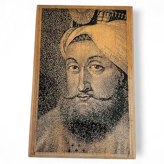 Postmodern Design Rubber Stamp The Sultan Portrait Mixed Media Art Wooden Large TK1-103-D Rare