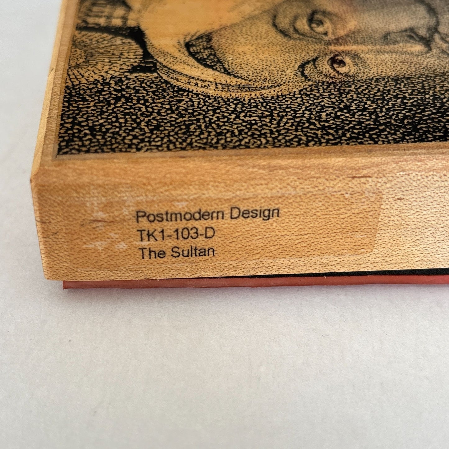 Postmodern Design Rubber Stamp The Sultan Portrait Mixed Media Art Wooden Large TK1-103-D Rare