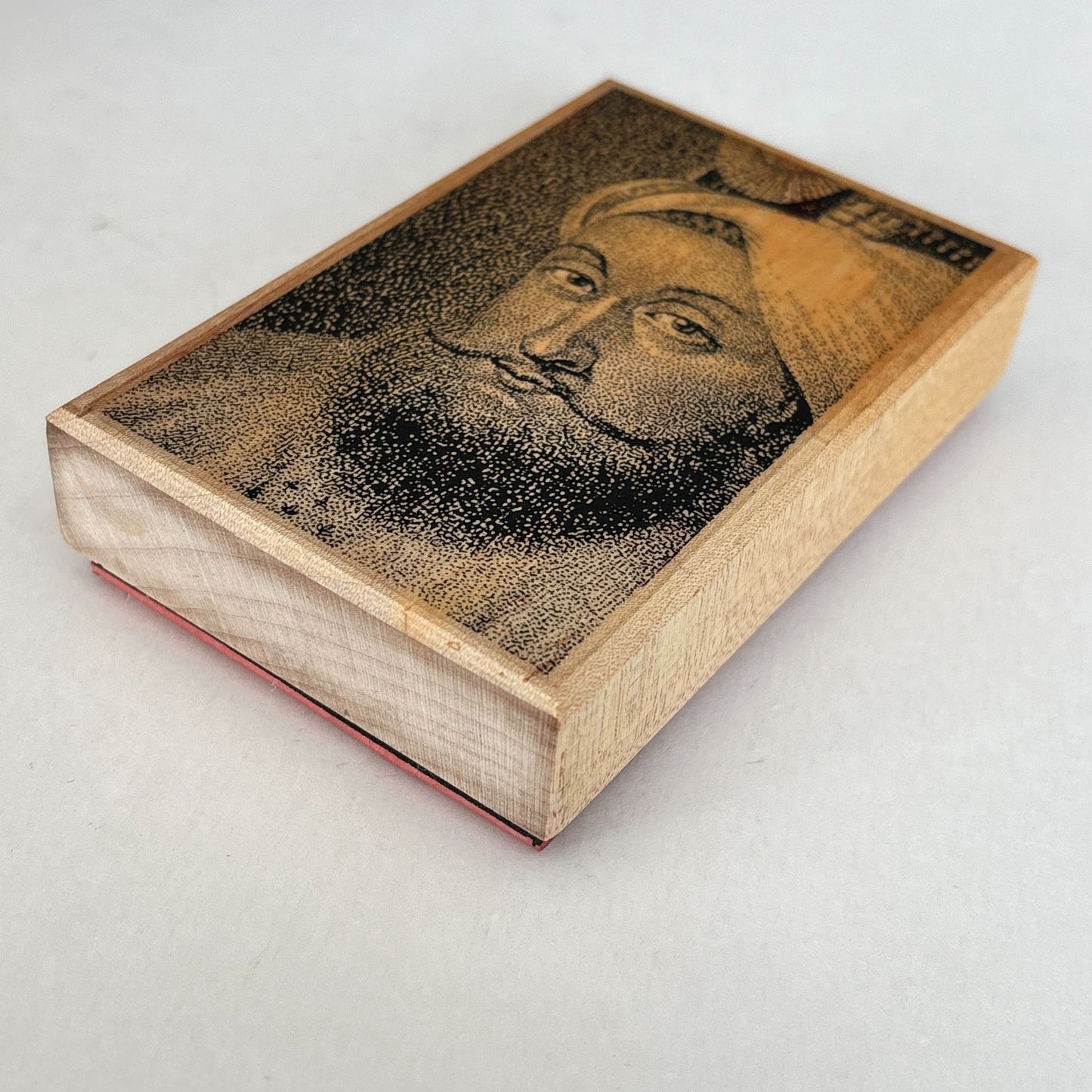 Postmodern Design Rubber Stamp The Sultan Portrait Mixed Media Art Wooden Large TK1-103-D Rare
