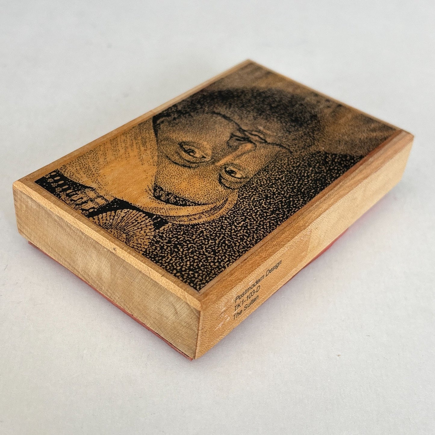 Postmodern Design Rubber Stamp The Sultan Portrait Mixed Media Art Wooden Large TK1-103-D Rare