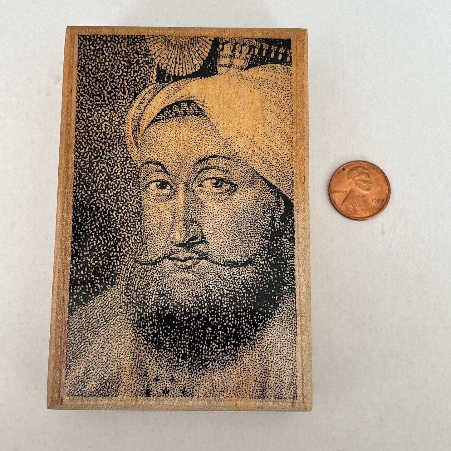 Postmodern Design Rubber Stamp The Sultan Portrait Mixed Media Art Wooden Large TK1-103-D Rare