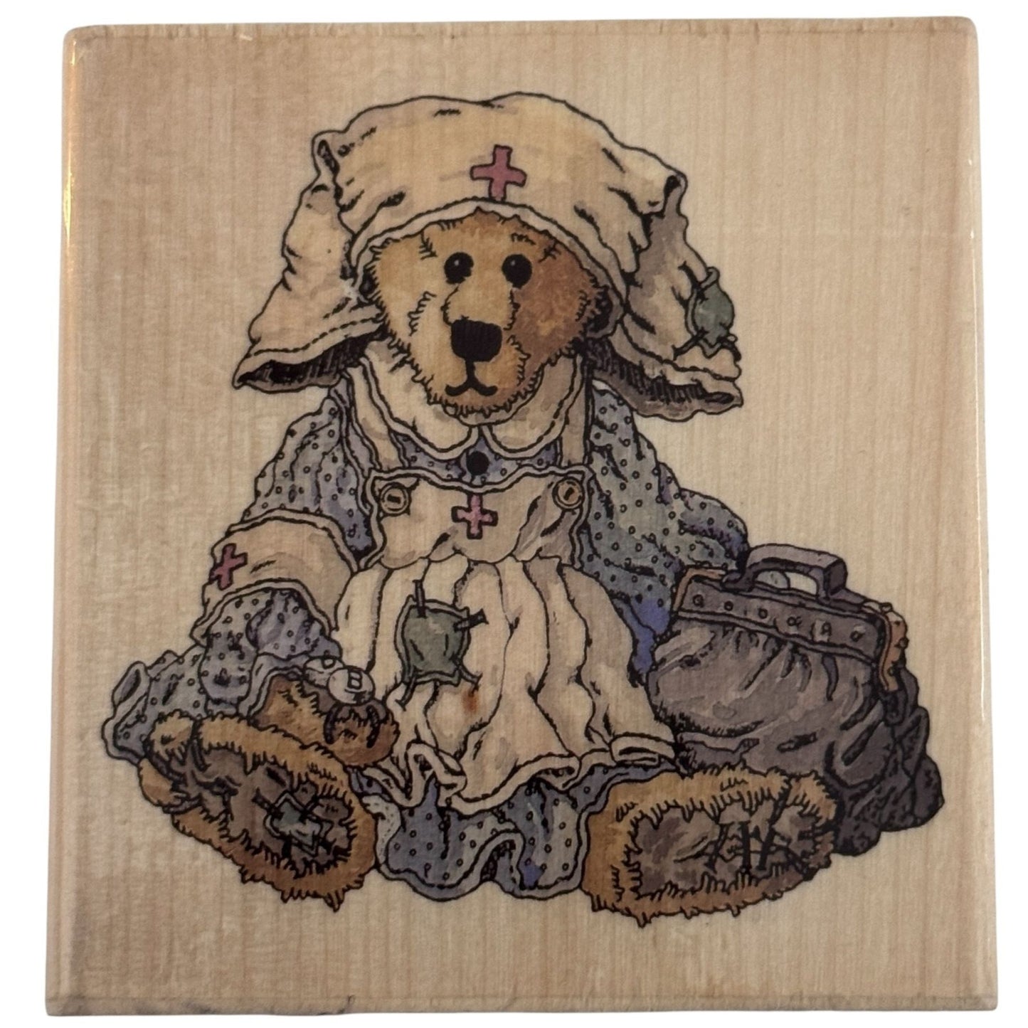 Boyds Bears Clara the Nurse Rubber Stamp Teddy Get Well Soon Cardmaking Wood Mounted H21094 Uptown