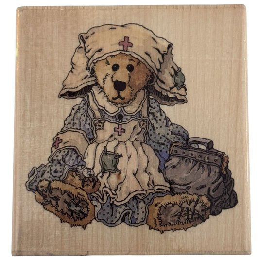 Boyds Bears Clara the Nurse Rubber Stamp Teddy Get Well Soon Cardmaking Wood Mounted H21094 Uptown
