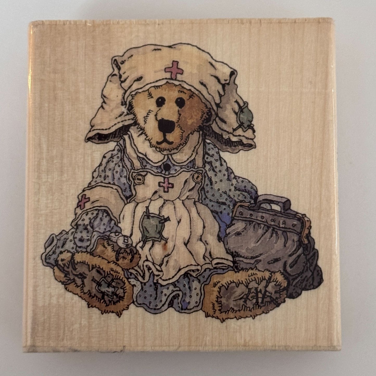 Boyds Bears Clara the Nurse Rubber Stamp Teddy Get Well Soon Cardmaking Wood Mounted H21094 Uptown