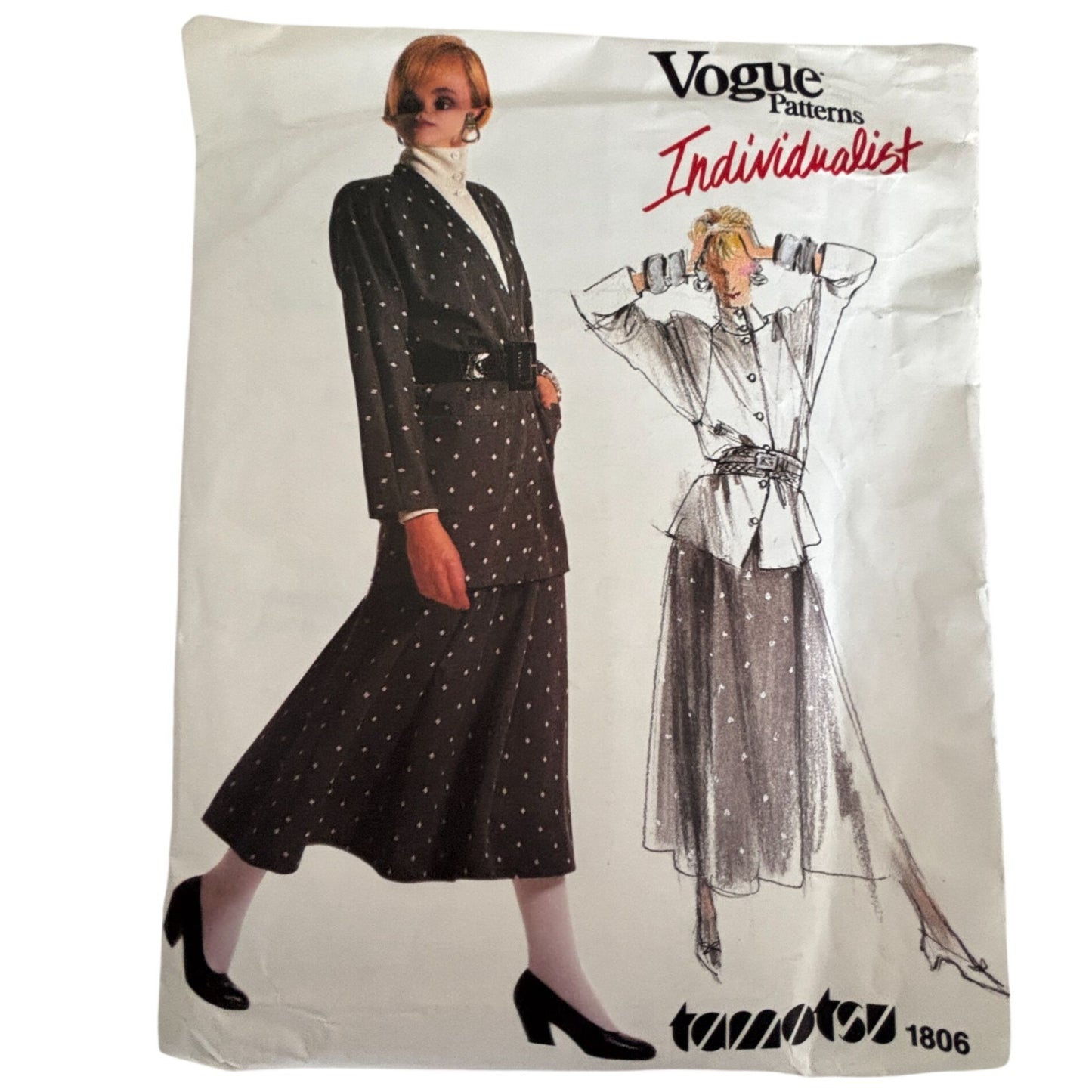 Vogue Sewing Pattern 1806 Individualist Jacket Skirt Top 80s Quiet Luxury 12 Uncut Minimalist