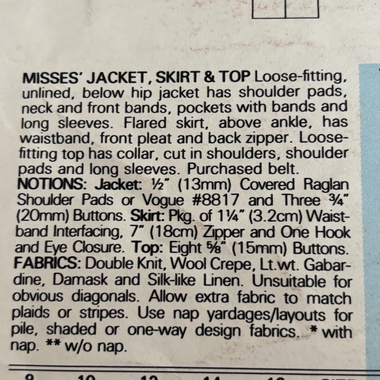 Vogue Sewing Pattern 1806 Individualist Jacket Skirt Top 80s Quiet Luxury 12 Uncut Minimalist