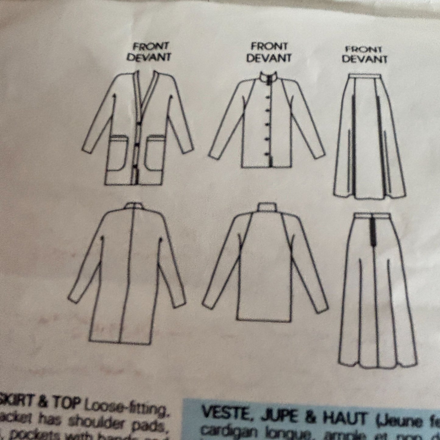 Vogue Sewing Pattern 1806 Individualist Jacket Skirt Top 80s Quiet Luxury 12 Uncut Minimalist