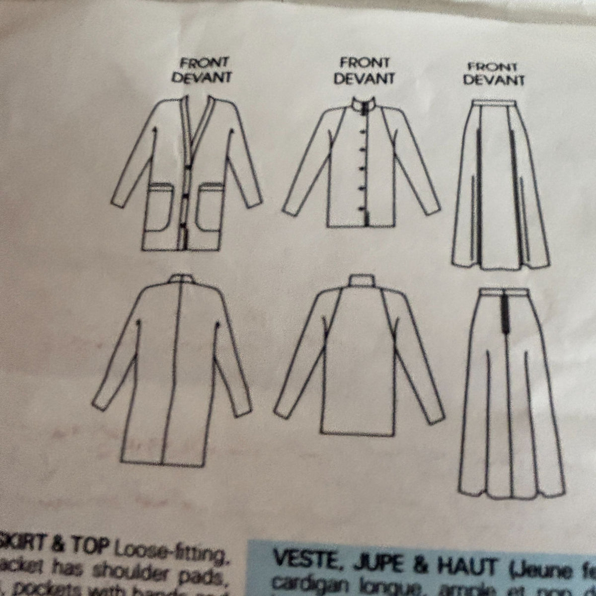 Vogue Sewing Pattern 1806 Individualist Jacket Skirt Top 80s Quiet Luxury 12 Uncut Minimalist