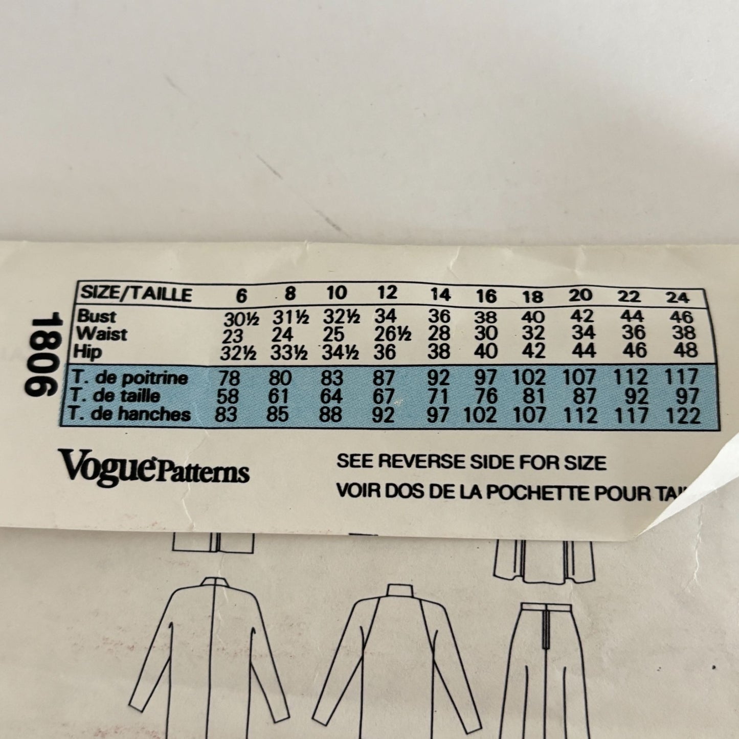 Vogue Sewing Pattern 1806 Individualist Jacket Skirt Top 80s Quiet Luxury 12 Uncut Minimalist
