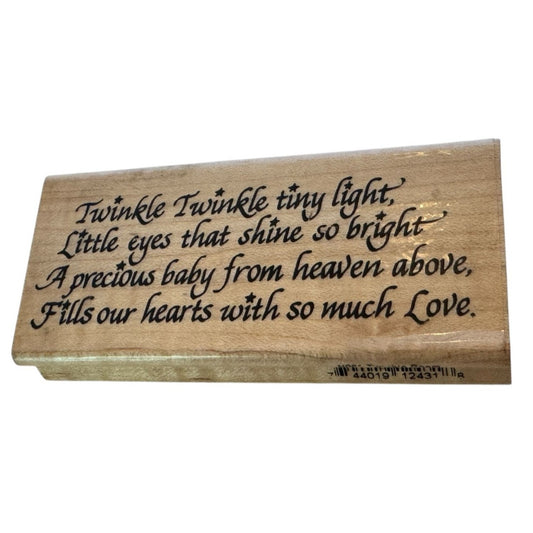 Stampendous Wood Rubber Stamp Twinkle Poem Baby Announcement Shower Sentiment