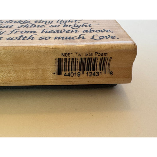 Stampendous Wood Rubber Stamp Twinkle Poem Baby Announcement Shower Sentiment