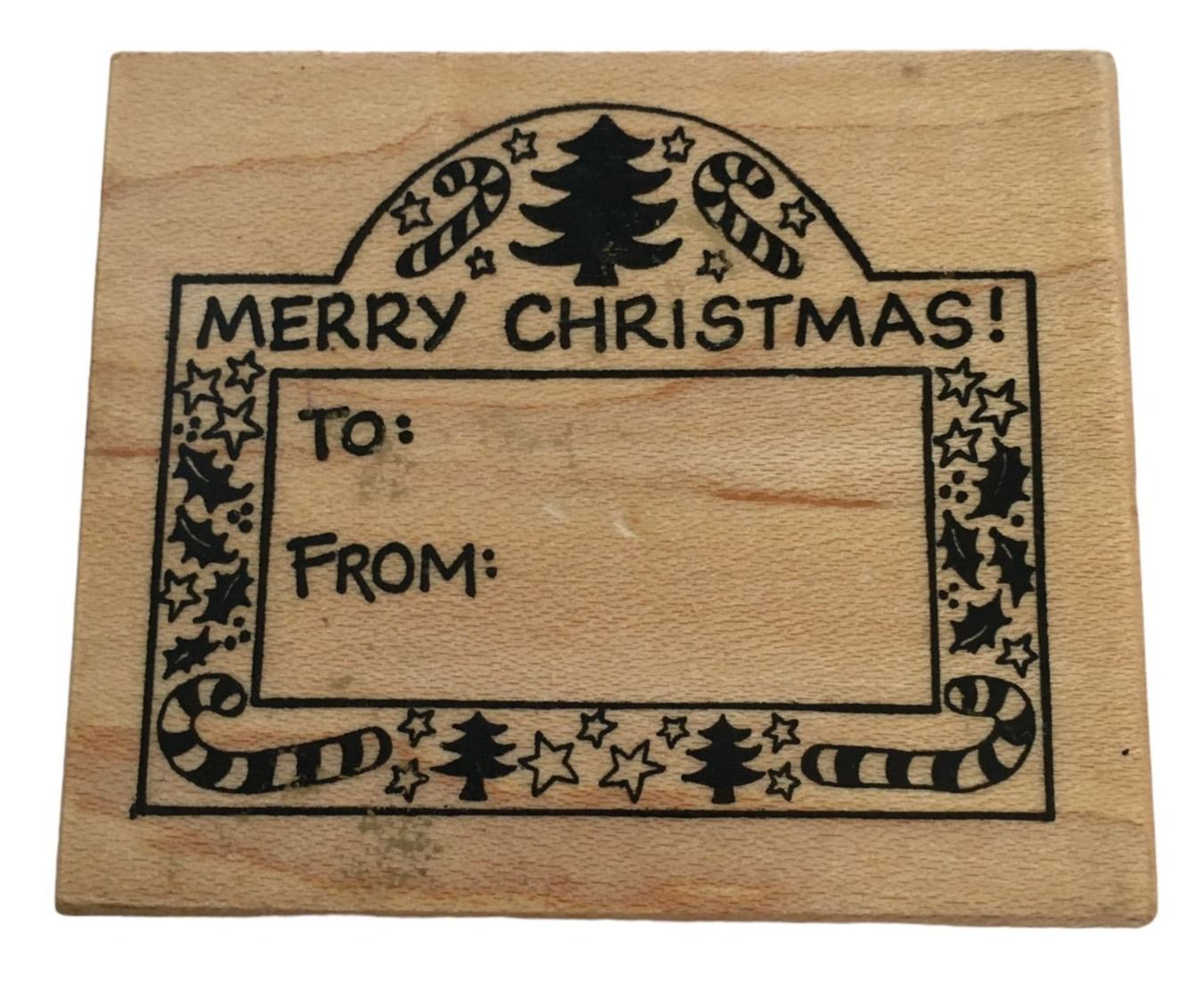 PSX Rubber Stamp Merry Christmas Gift Tag Card Making To From Holiday Candy Cane