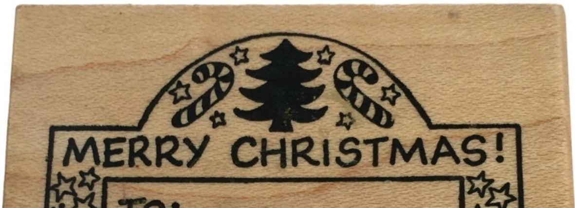 PSX Rubber Stamp Merry Christmas Gift Tag Card Making To From Holiday Candy Cane