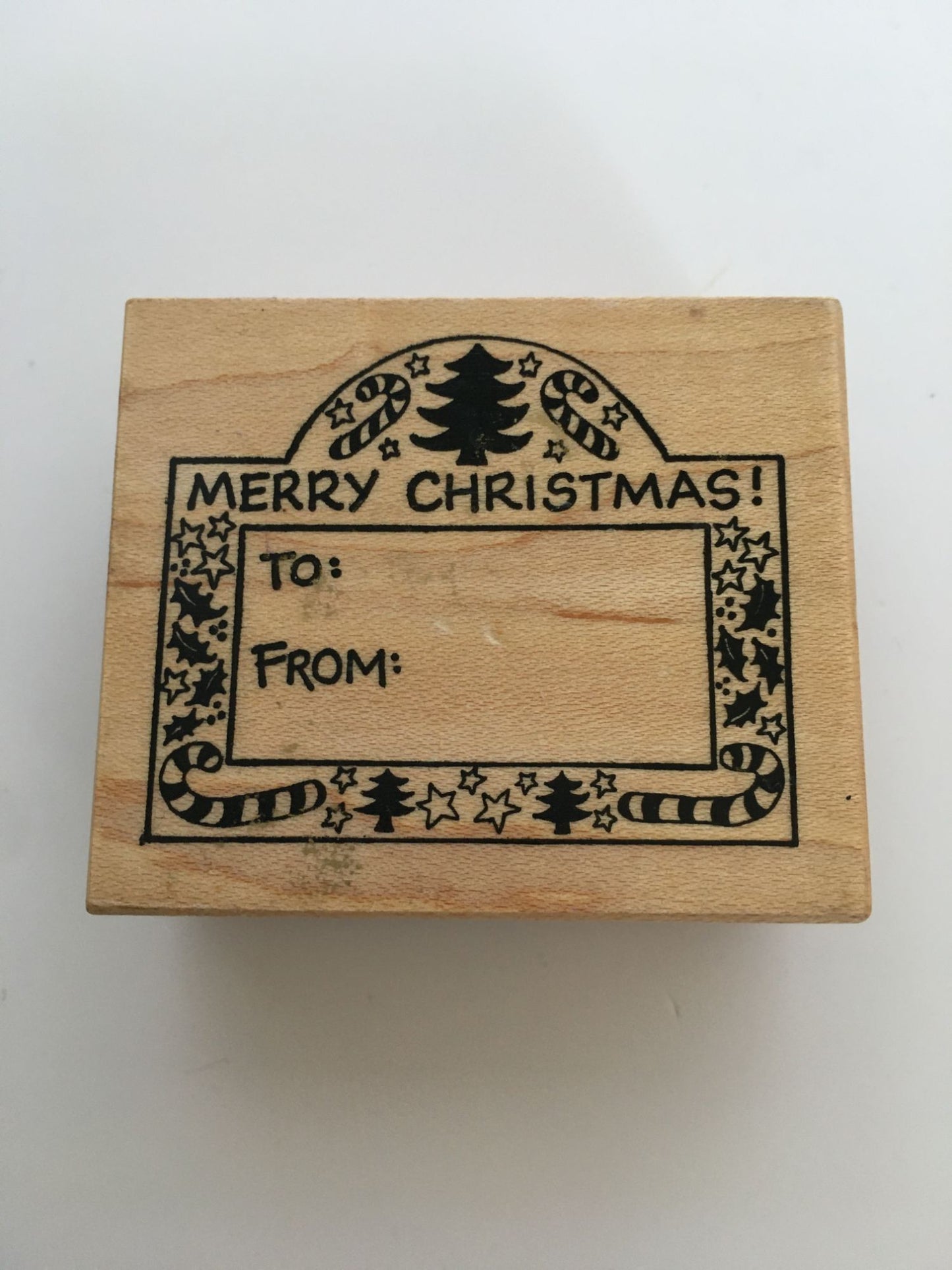 PSX Rubber Stamp Merry Christmas Gift Tag Card Making To From Holiday Candy Cane