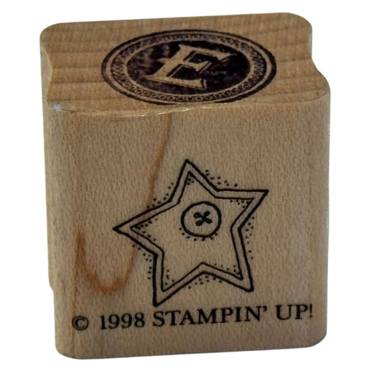 Stampin Up Rubber Stamp Star Button Sewing Notion Country Life Craft Wooden Art