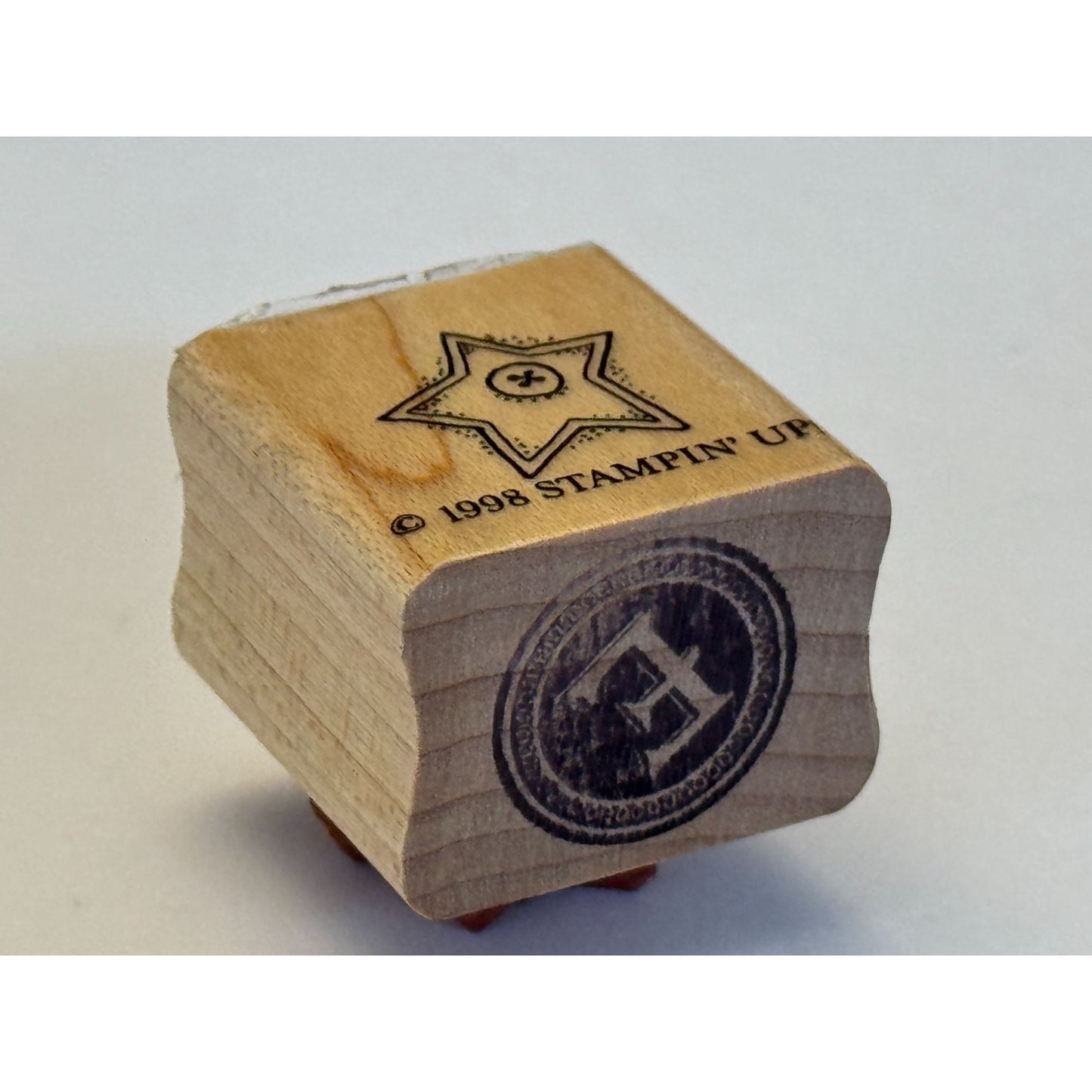 Stampin Up Rubber Stamp Star Button Sewing Notion Country Life Craft Wooden Art
