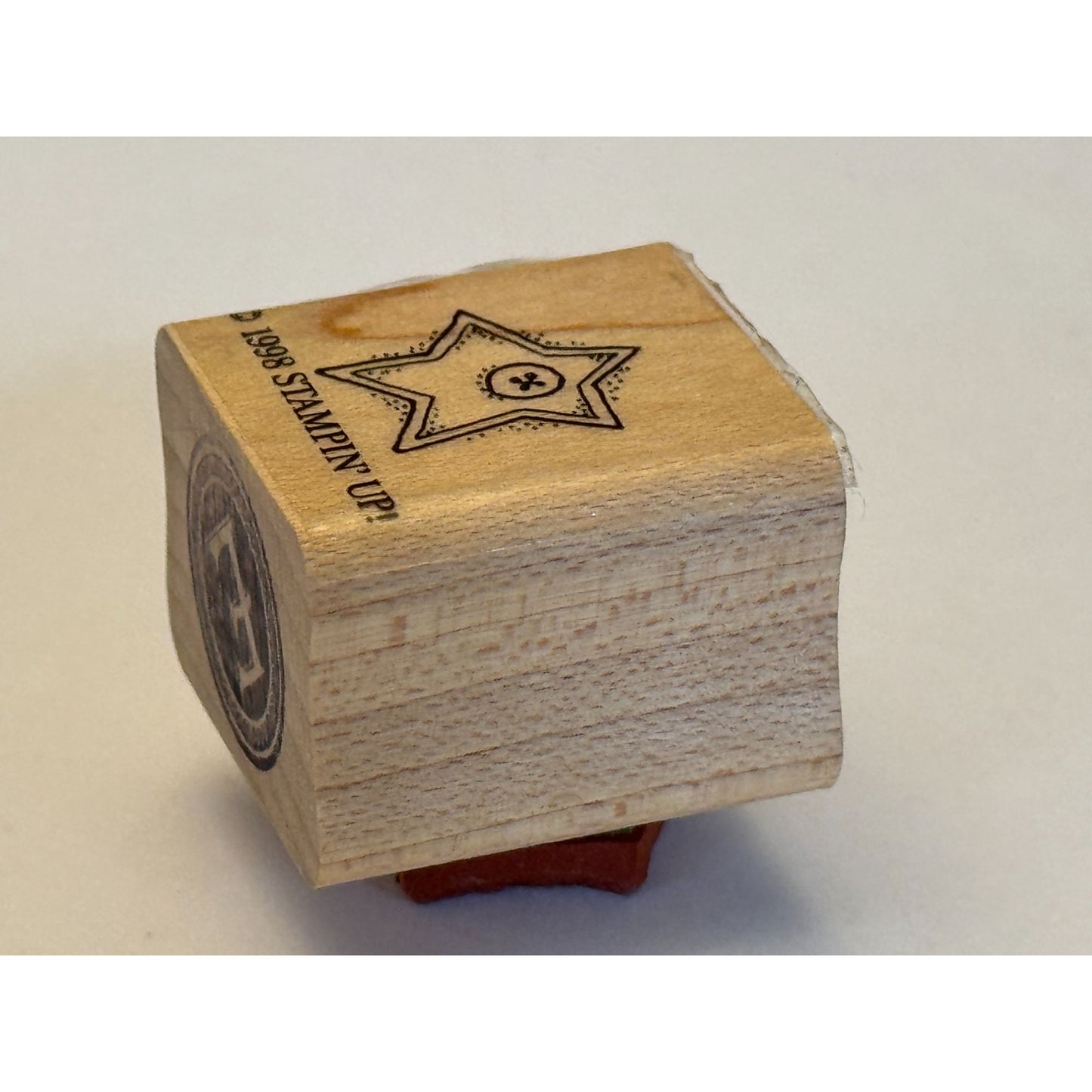 Stampin Up Rubber Stamp Star Button Sewing Notion Country Life Craft Wooden Art