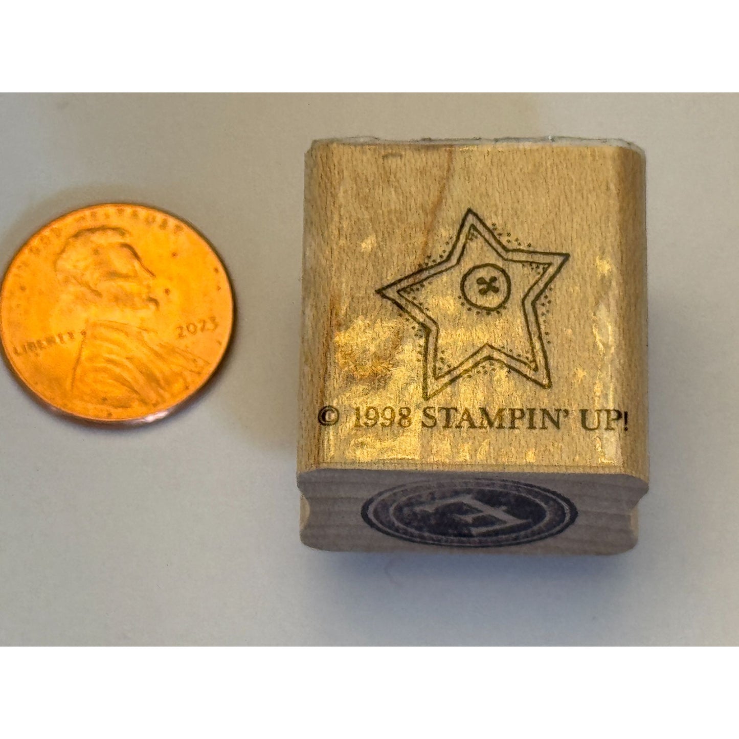Stampin Up Rubber Stamp Star Button Sewing Notion Country Life Craft Wooden Art