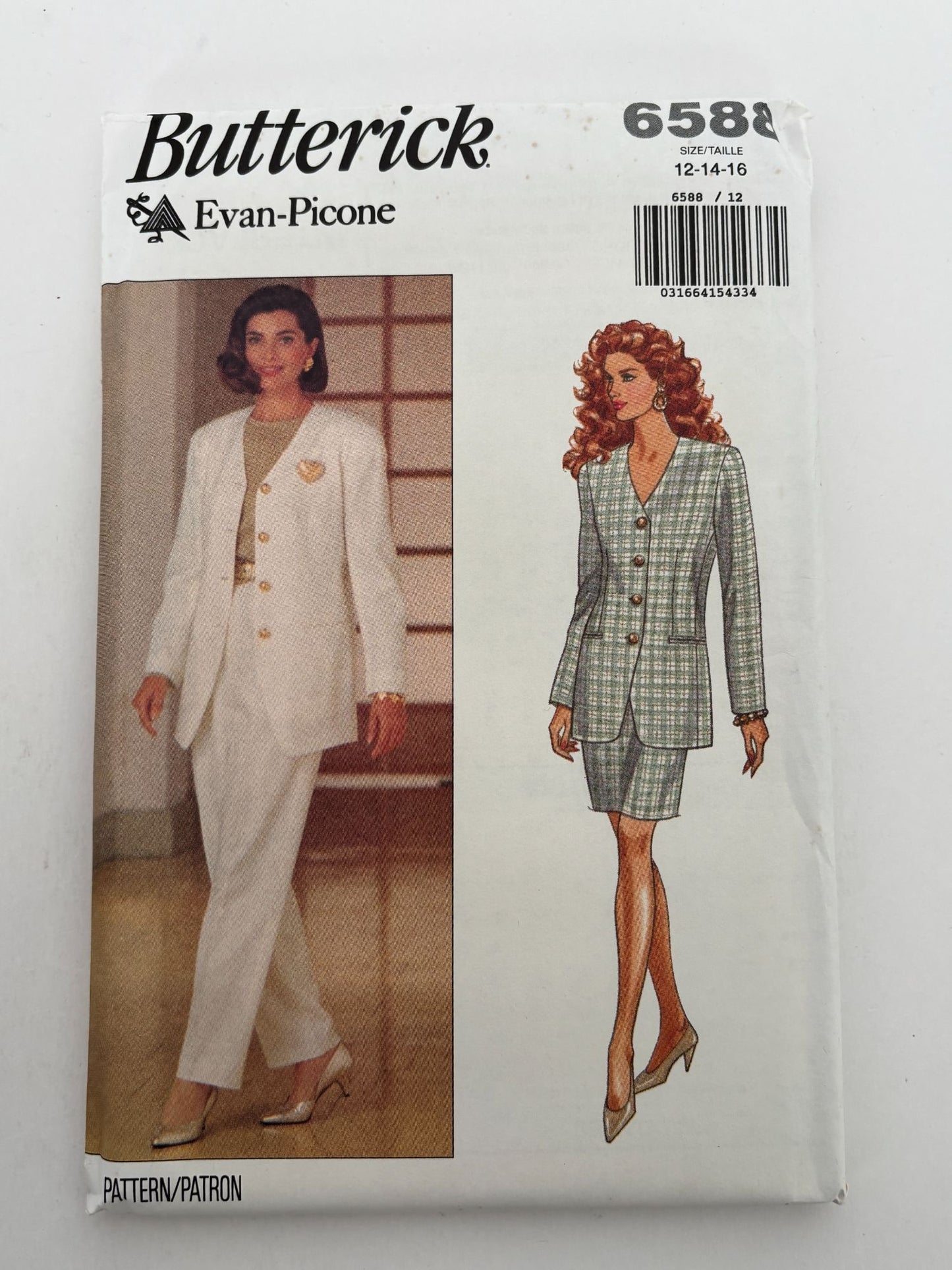 Butterick Sewing Pattern 6588 Jacket Skirt Pants Career 1990s Vtg 12 14 16 UC
