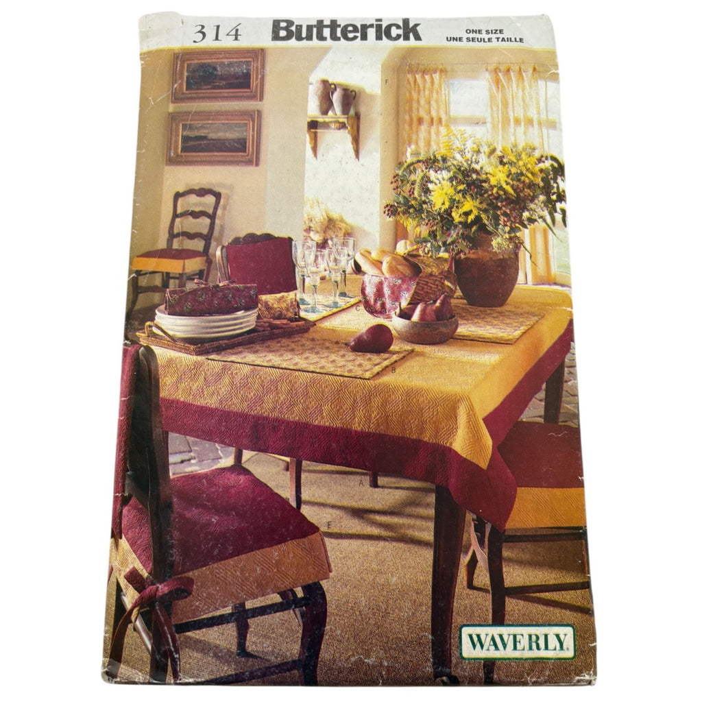 Butterick Sewing Pattern 314 Waverly Dining Room Decor Tablecloths Chair Covers