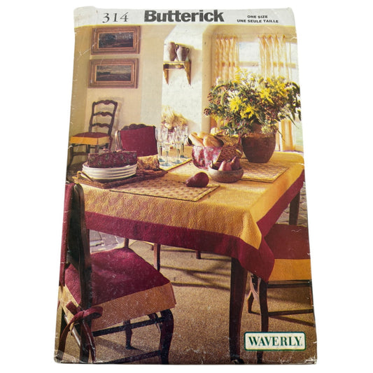 Butterick Sewing Pattern 314 Waverly Dining Room Decor Tablecloths Chair Covers